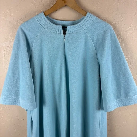 Vintage Vanity Fair Blue Velour Housecoat Robe Half-zip Women’s Size Medium - Picture 2 of 8